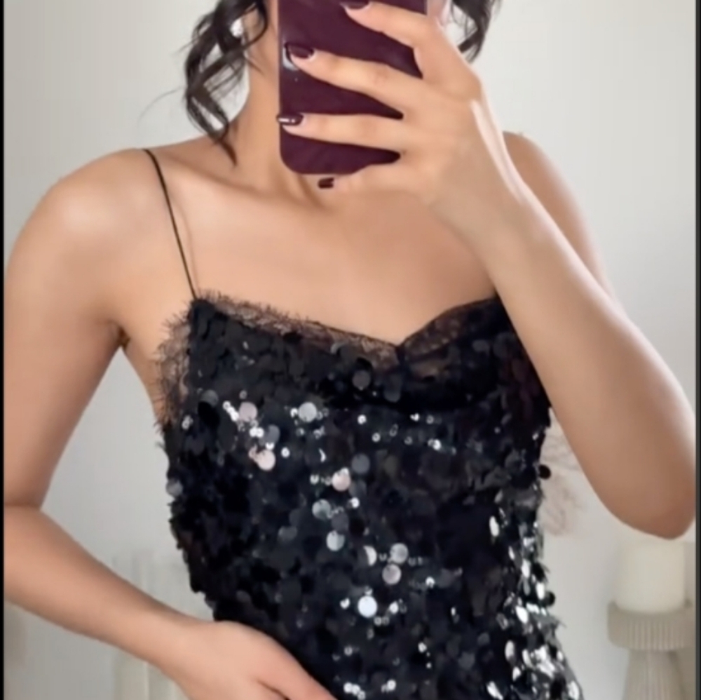 Zara Lace Sequin Mini Dress - Picture 3 of 10